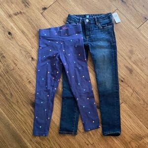 A pair of girls jeans and girls leggings